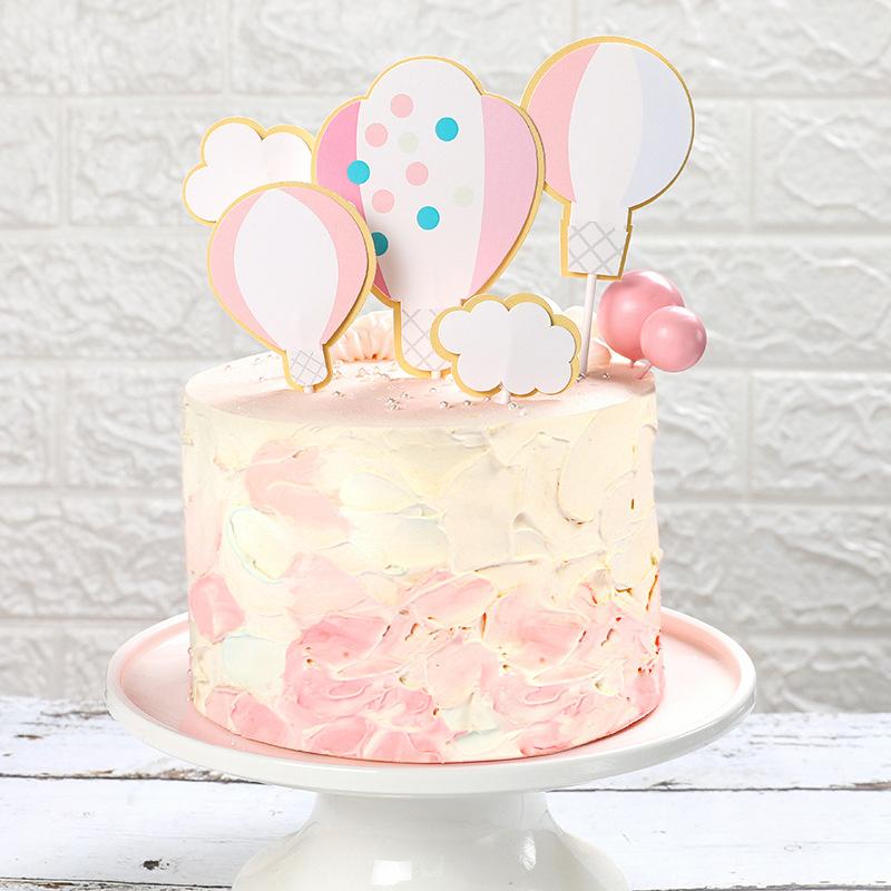 

INS Hot Air Balloon Happy Birthday Cake Topper Clouds Birthday Cupcake Topper Supplies for Baby Party Cake Decorations