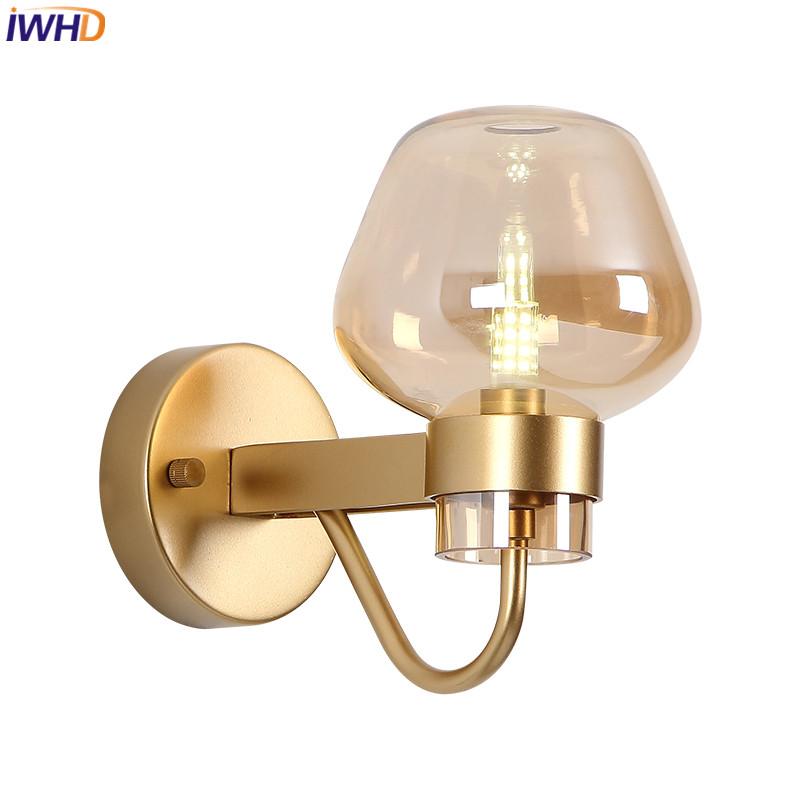 

IWHD Simple Nordic LED Wall Lamp Glass Lampshade Wandlamp Fixtures Home Bathroom Light Simple RH Bedside Living Room