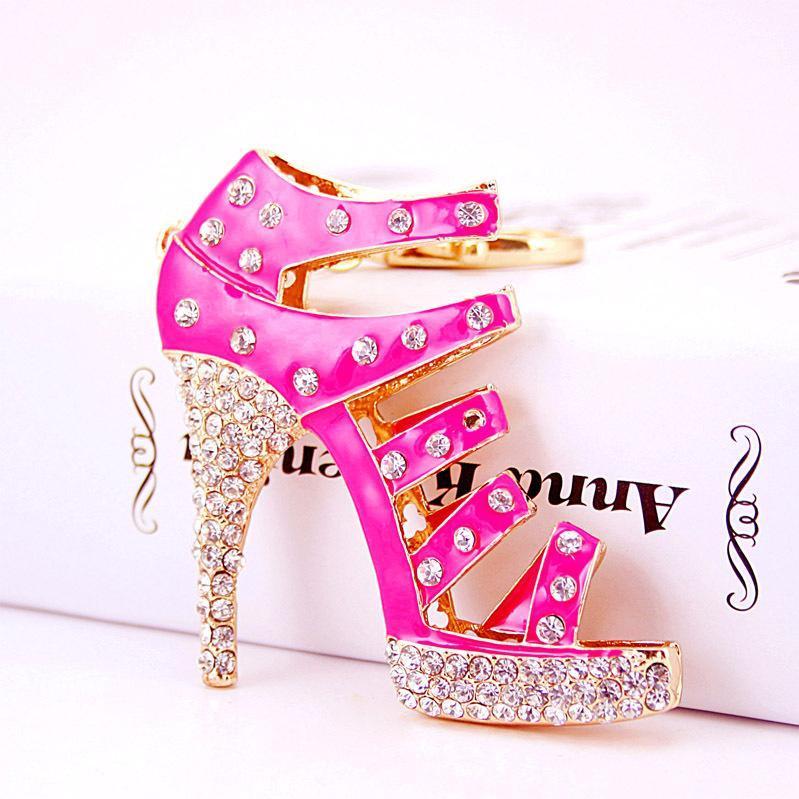 

Keychains Creative Cute Europe Jewelry Pink Ladies Oversized High-Heeled Shoes Keychain Handbags Accessories Metal Guajian Gift1