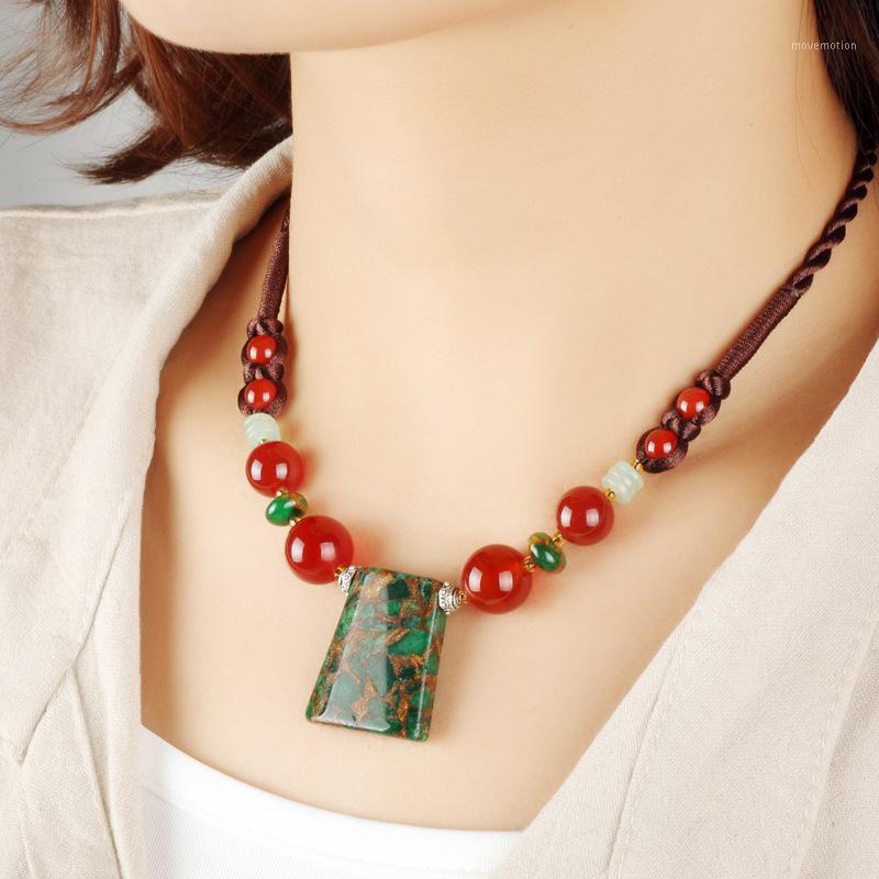 

Original ethnic vintage choker necklace,handmade braided nature violet stone necklace,chinese wind green crystal necklace1