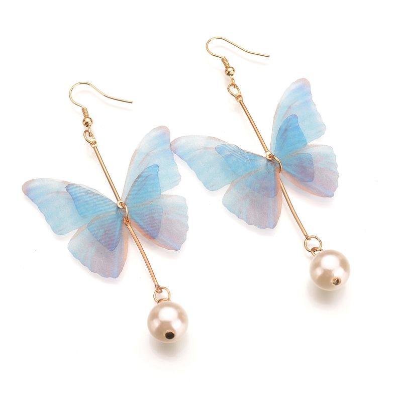 

Fashion Super Fairy Sweet Butterfly Earrings Women's Wedding Prom Valentine's Day Gift Jewelry Long Tassel Pearl Wholesale