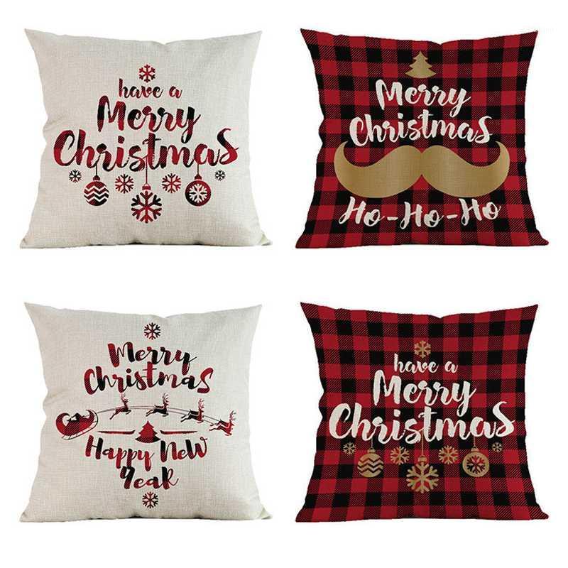 

Christmas Pillow Cover Living room Decorative Pillows Christmas Cushion Cover Couch Plaid Pillow Chair Cushion 45X45cm1, As picture