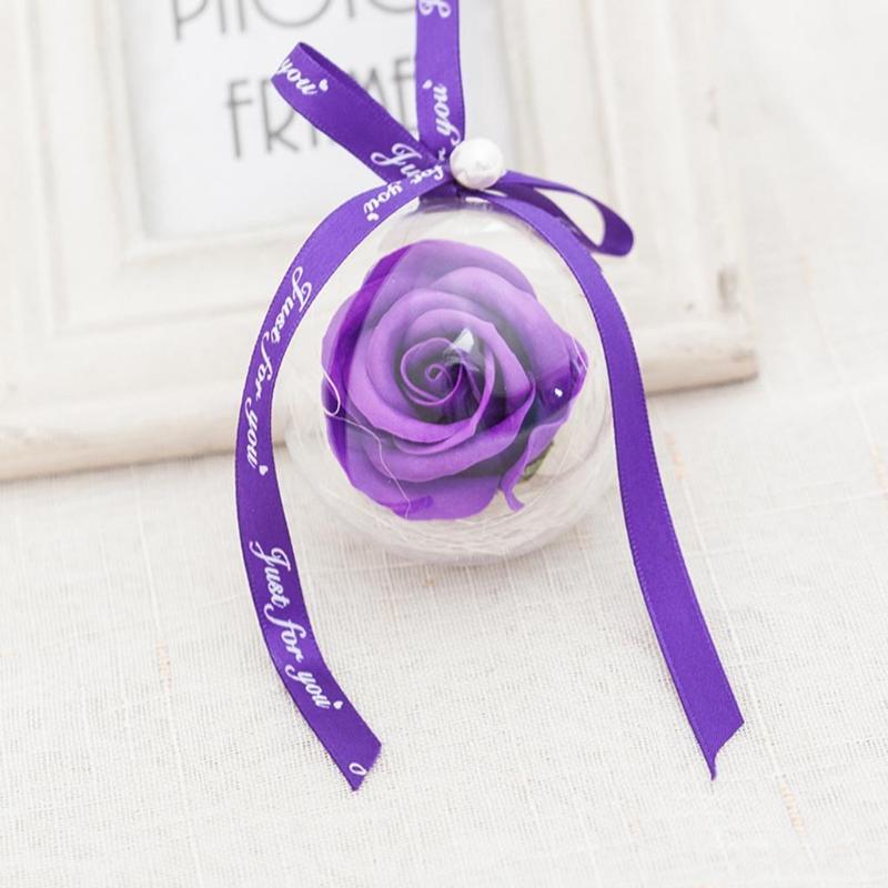 

2Pcs Rose Plastic Ball Pendant Soap Flower Decoration Valentine's Day Gift Valentine's Day Four Styles Flowers To Lovers1, Bu