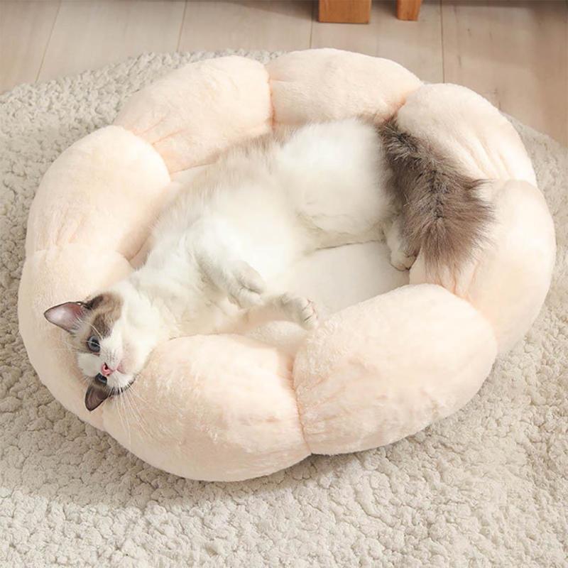 

Flower Shape Cat Bed Short Plush Soft Cat House Winter Pet Dog Cushion Mats Warm Nest Puppy Plush Soft Pet Bed