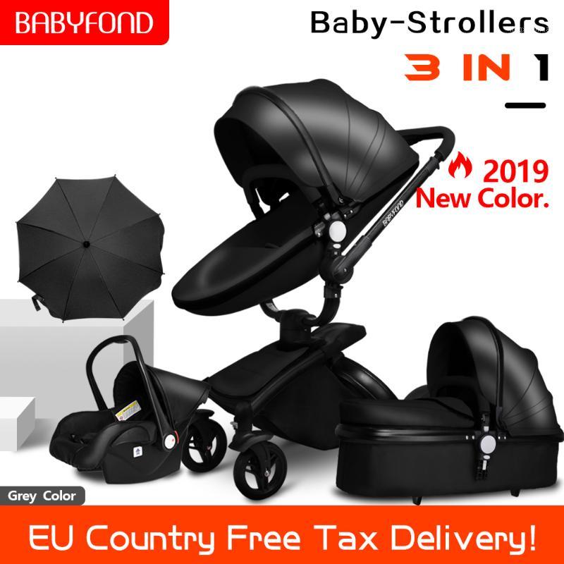 

Fast shipping! baby stroller folding two-way push high landscape 3 in 1 baby carriage with car seat and gifts umbrella1