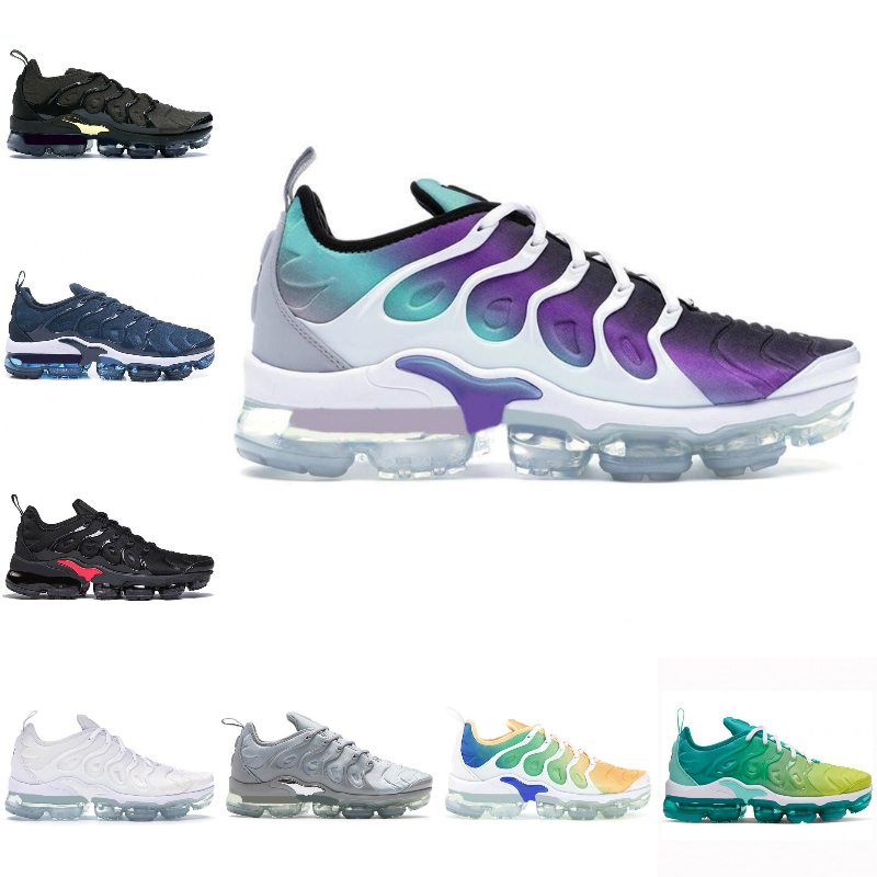 

New Bleached Aqua TN Plus Running Shoes For Men Women Requin Triple Black White Lemon Lime Overbranding Tns Dark Grey Designers Sneakers C36, T004