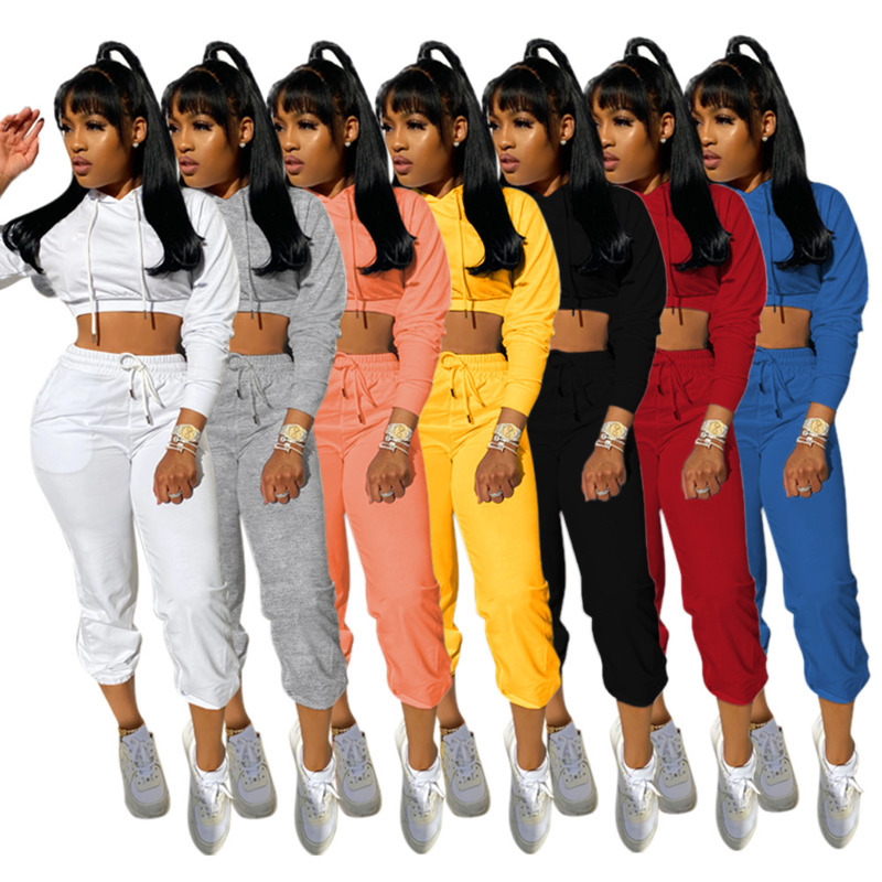 

Women Designers Clothes 2020 Tracksuit Winter Long Sleeve High Waist Trousers Hooded Two Piece Outfits Women's Home Leisure Sports Suit BG, Gray