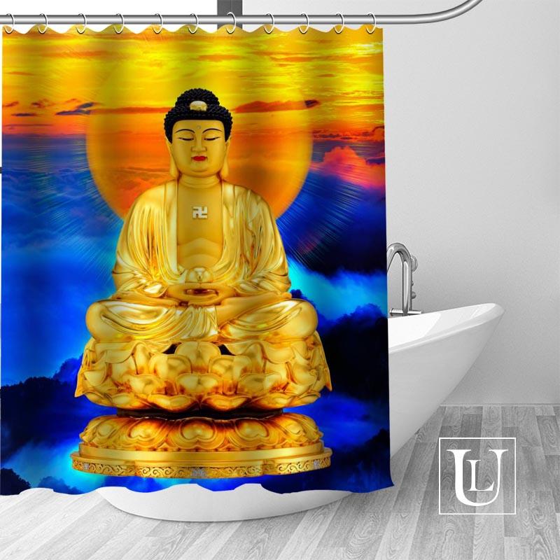 

High Quality Custom Buddha Shower Curtain Polyester Fabric Bathroom Curtain Hooks Mildew Resistant Bathroom Decor
