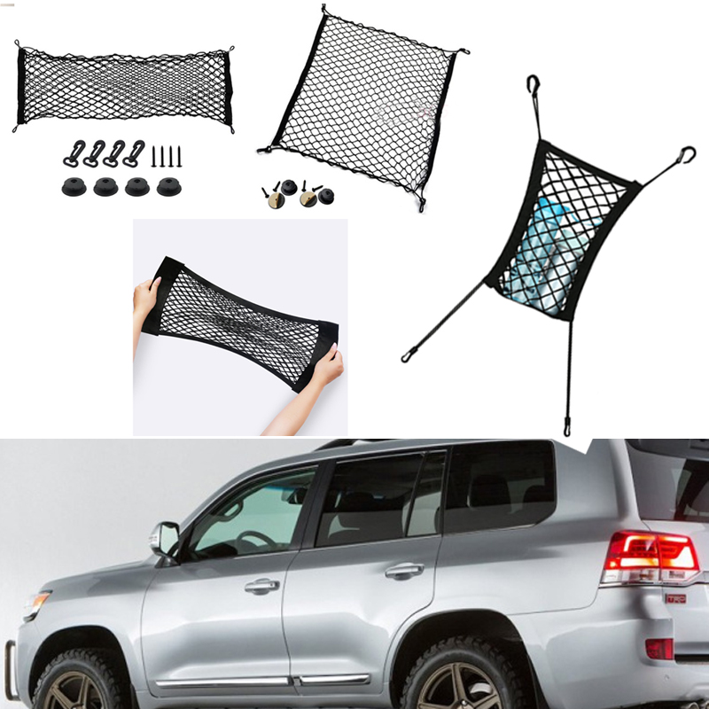 

For Toyota Land Cruiser 1959-2021 Car Vehicle Black Rear Trunk Cargo Baggage Organizer Storage Nylon Plain Vertical Seat Net