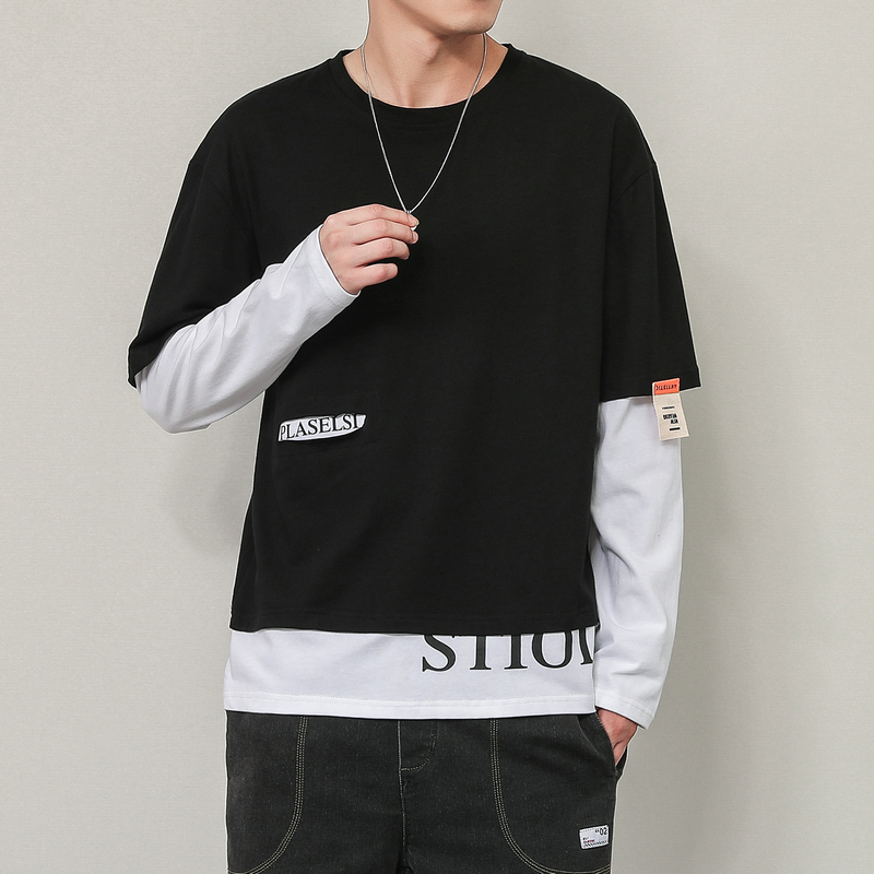 

2021 New Autumn Spring Fashion Oversized Black Gray Pieces Men's Long Sleeve Man's Neck Shirt Top G7W3, Ds926 1