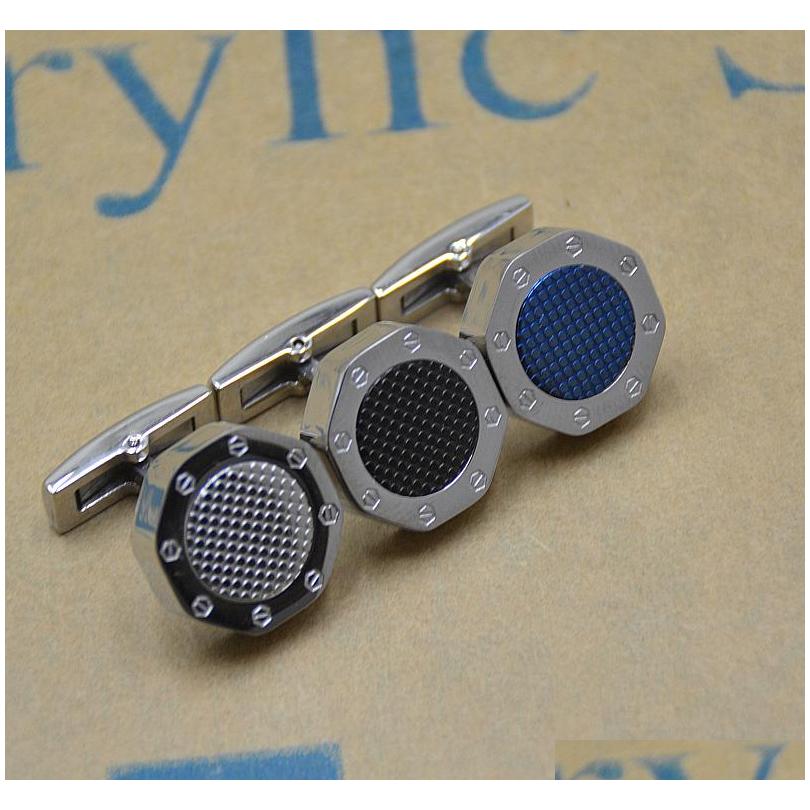 

Luxury Audemais Plguet Cufflinks For French Man Shirt Cufflink Silver Black Octagon Cuff Button As Wedding Groomsmen Wear Jewelry