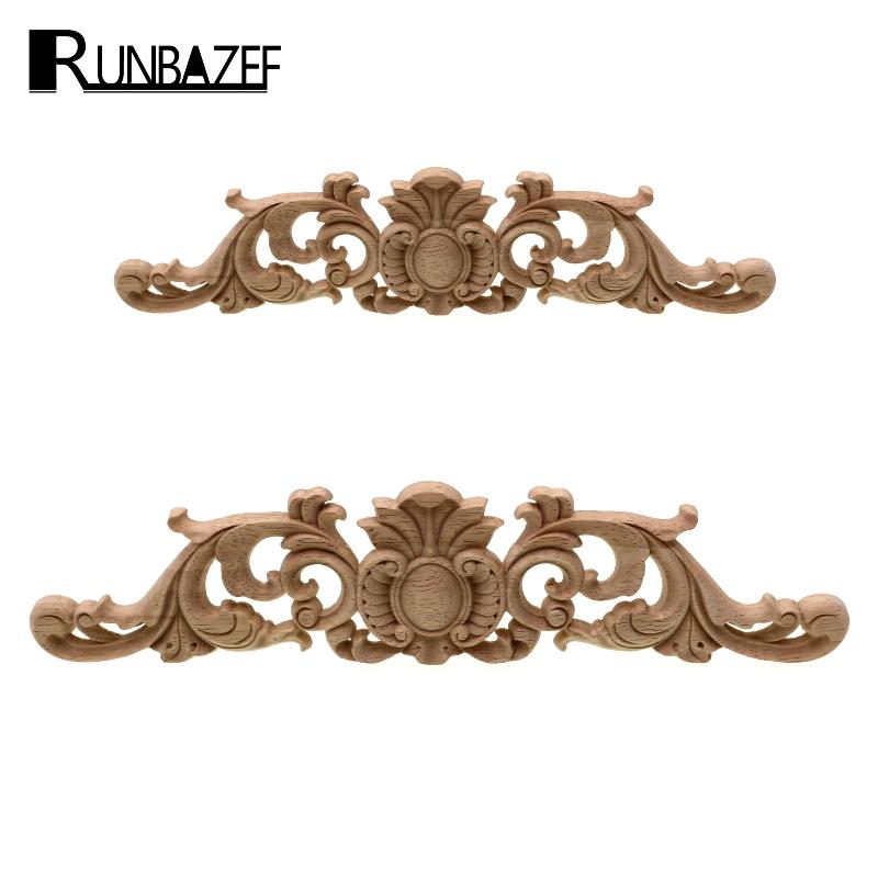 

RUNBAZEF Woodcarving Decal Home Furniture Carved Applique Window Door Decor Wooden Figurines Miniatures Crafts Garden Decoration
