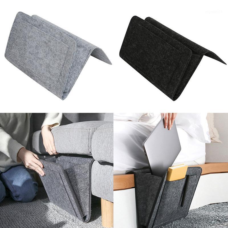 

Bed Storage Bag Pocket Felt Bedside Hanging Storage Organizer Dorm Room Book Magazine TV Remote Bunk Holder For Table Sofa1, Black