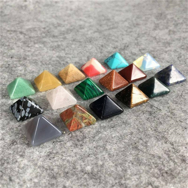 

20 colors Pyramid Natural Stone Crystal Healing Wicca Spirituality Carvings Stone Craft Square Quartz Turquoise Gemstone Carnelian Jewelry, Black