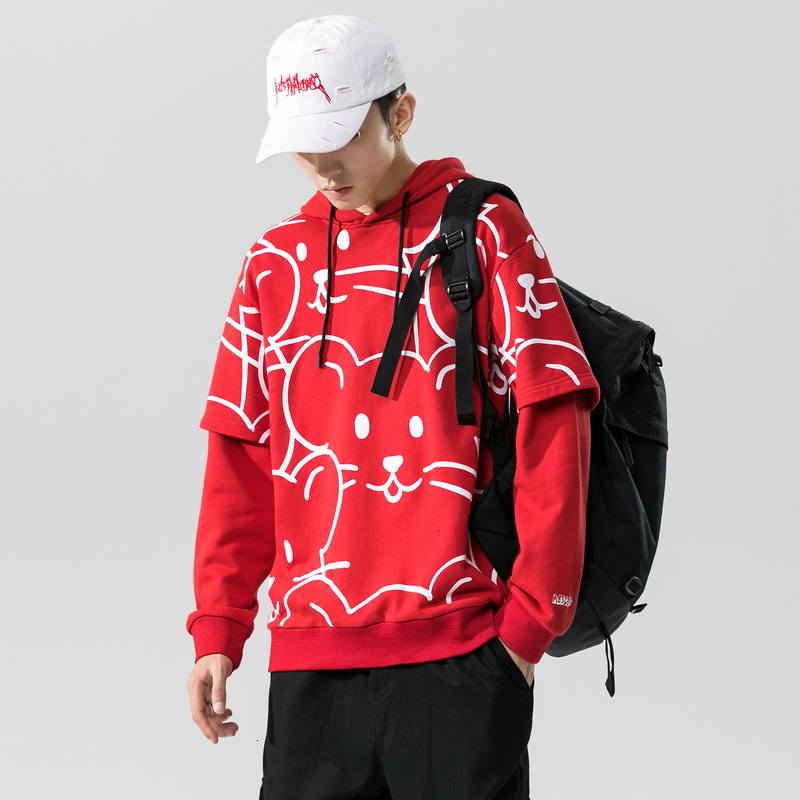 

2021 Spring Autumn Skateboard Casual New Men's Hip Hop Hoodies Sweatshirts Streetwear One Piece Brand Black Red Fashion Clothe Mzk7, Df26 3