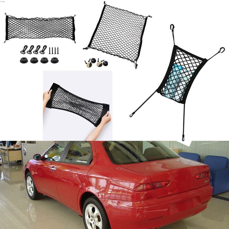 

For Alfa Romeo ALFA 156 Car Auto Black Rear Trunk Cargo Baggage Organizer Storage Nylon Plain Vertical Seat Net