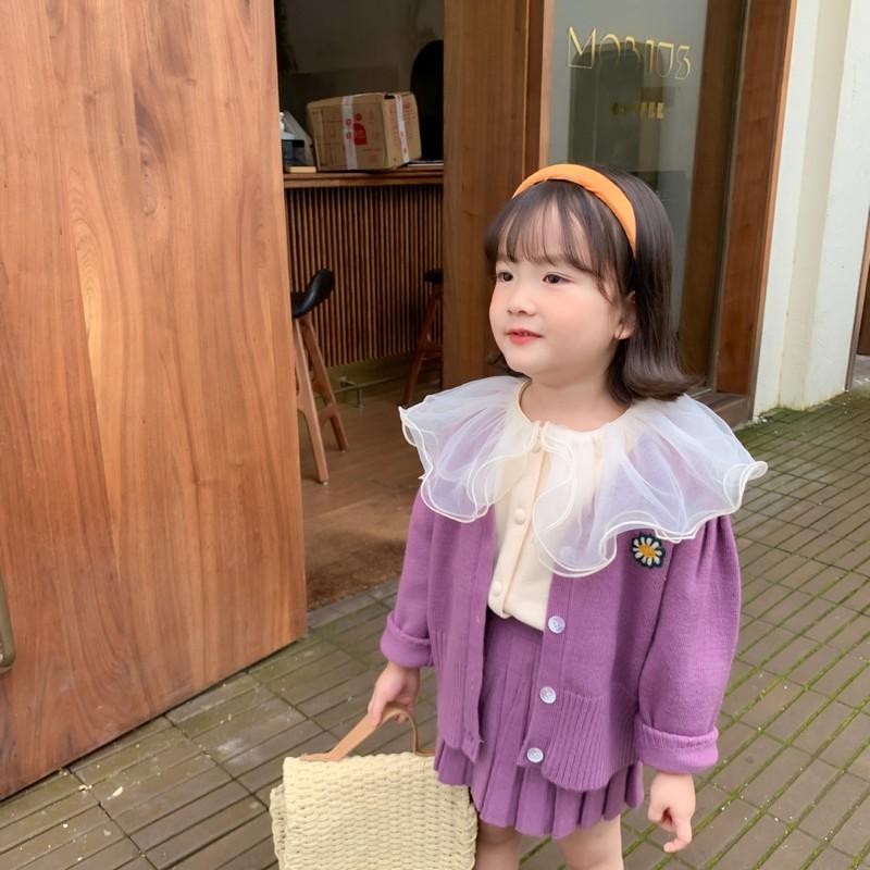 

2021 autumn and winter new children's Japanese and Korean style daisy sweater, Pink