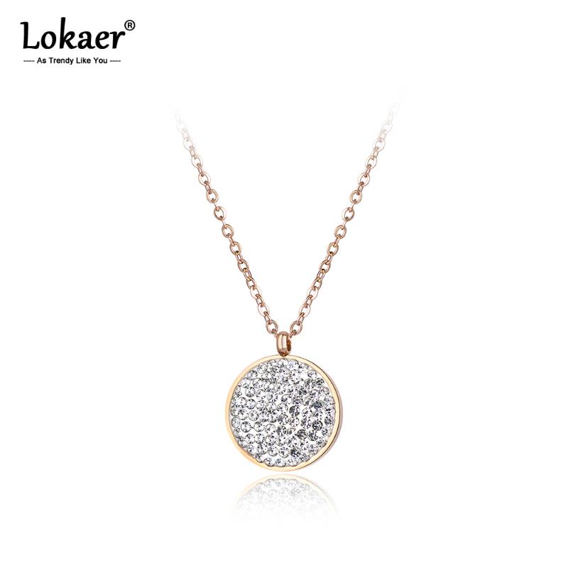 

Pendant Necklaces Lokaer Luxury Stainless Steel Wedding Necklace Jewelry Classic Pave Setting Rhinestone Circle Chokers For Women N18050