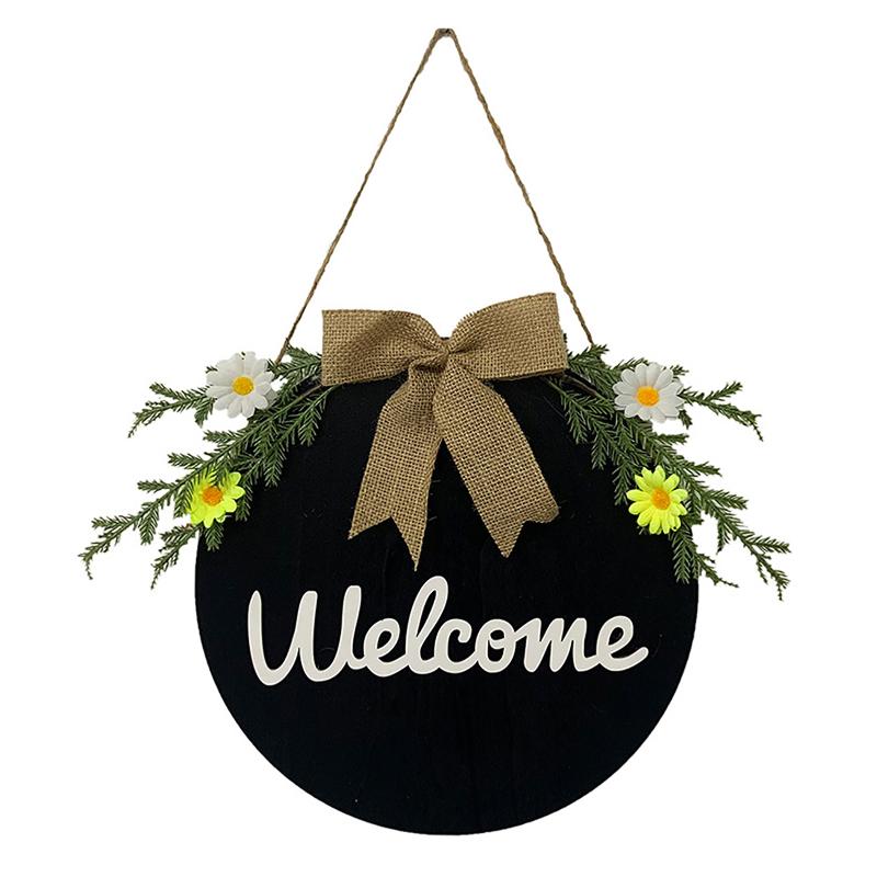 

Rustic Outdoor Restaurant 30cm Festival Supplies Home Decor Wooden Crafts Welcome Sign Round For Front Door Party Hanging Wreath, Dark blue