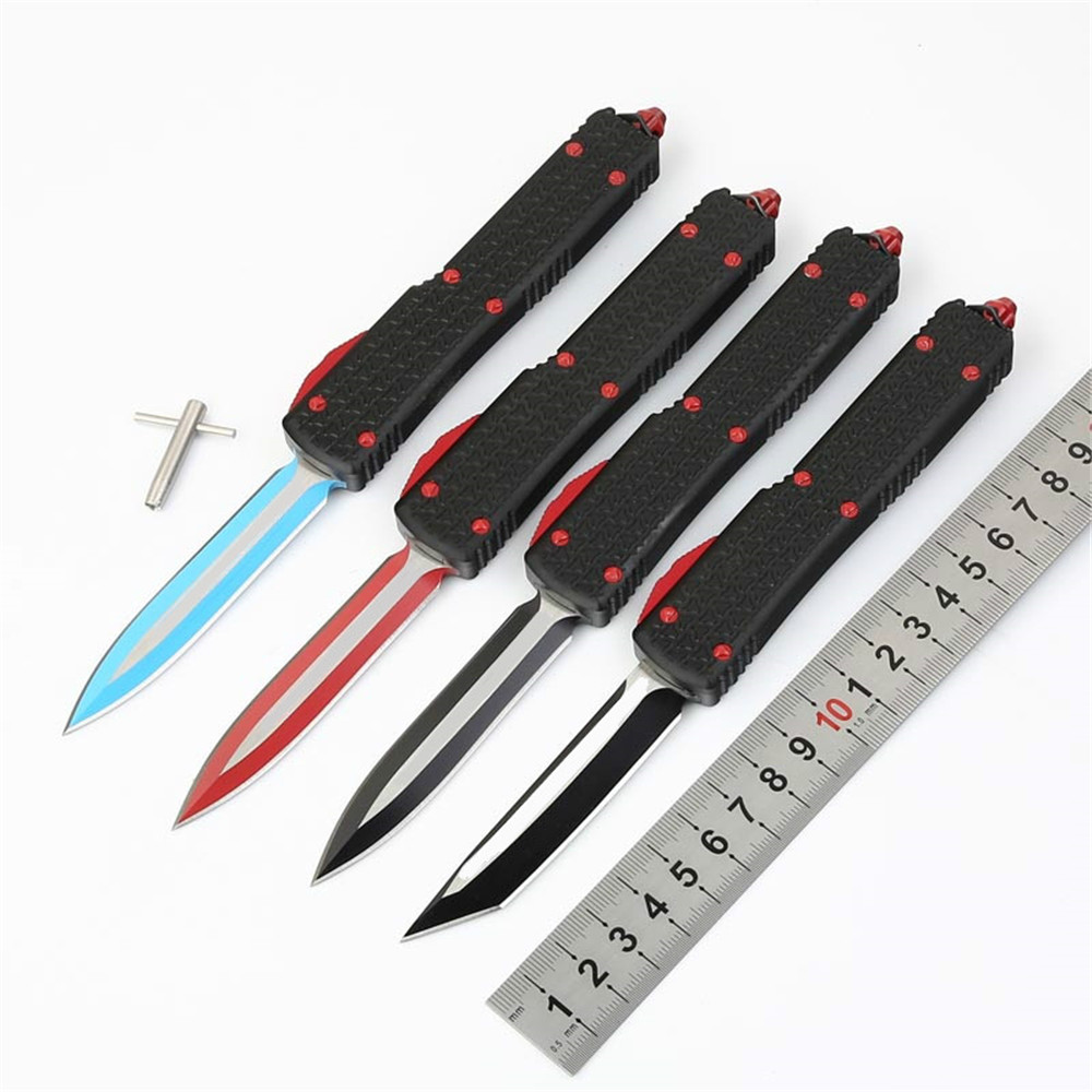 

Microtech UT outdoor CNC hunting knife D2 Blade Aluminum alloy black titanium handle automatic tactical knife