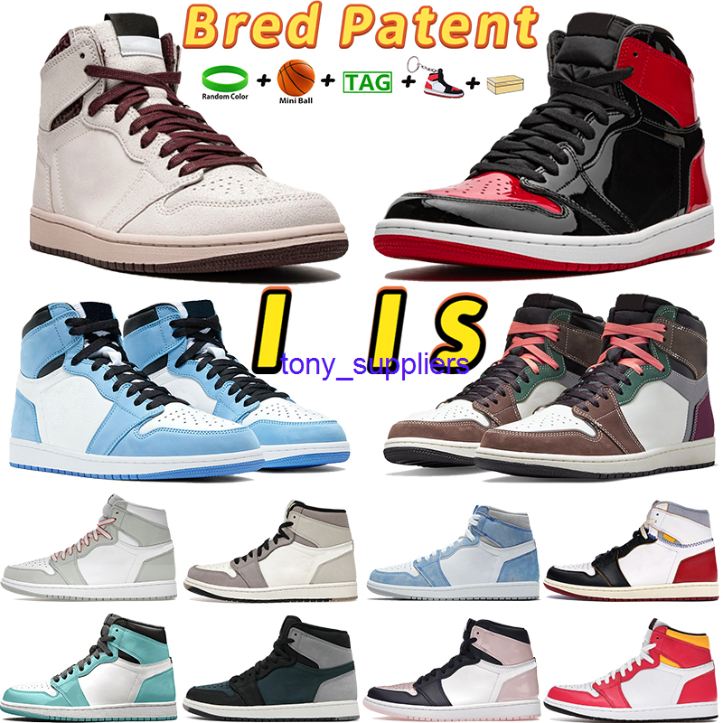 

With box bred patent 1 1s basketball shoes A Ma Maniere seafoam fusion red Hand Crafted Lucky Green Aurora men women sneakers, 11.aurora