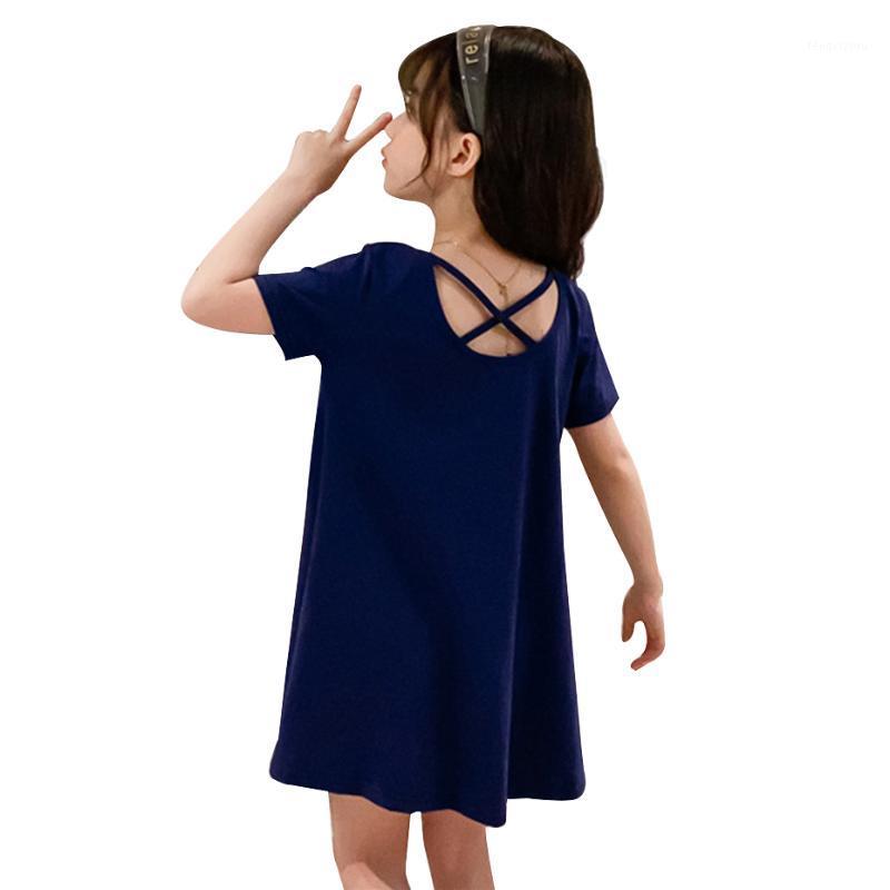 

Summer Dresses For Girls Solid Color Dress For Girl Casual Style Children Party Dresses Criss Cross Costume Girls1, As picture