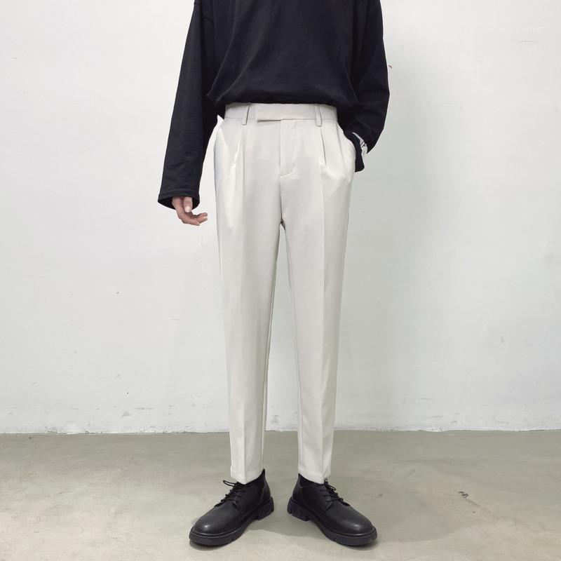 

Korean Style Straight Casual Pants Men' Slim Fashion Solid Color Business Dress Pants Men Streetwear Suit Mens Trousers1, Black