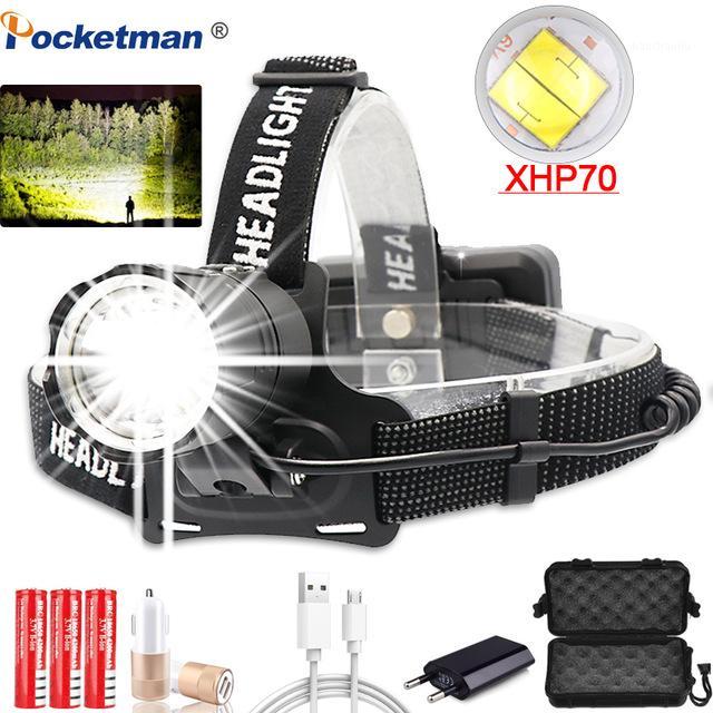 

Super Bright XHP-70.2 Headlamp Fishing Camping headlight High Power lantern Zoomable USB Torches 3*18650 battery1