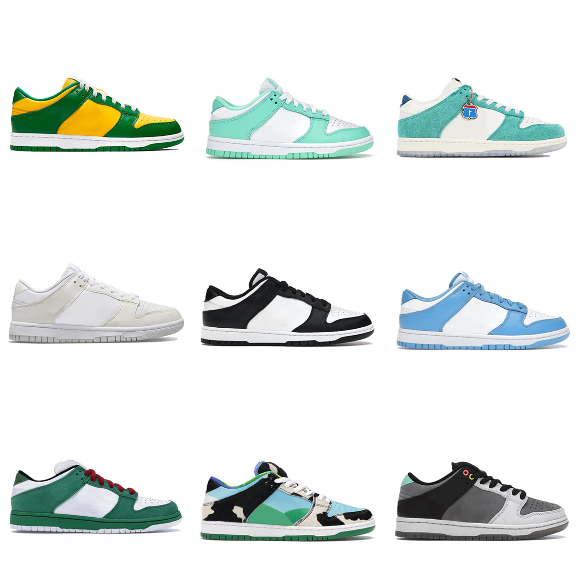 

Men Women Sports Running Shoes Black White Classic Green Frame Skate Habibi UNC Staple Panda Pigeon Sail Light Bone Sneakers, Gift packaging