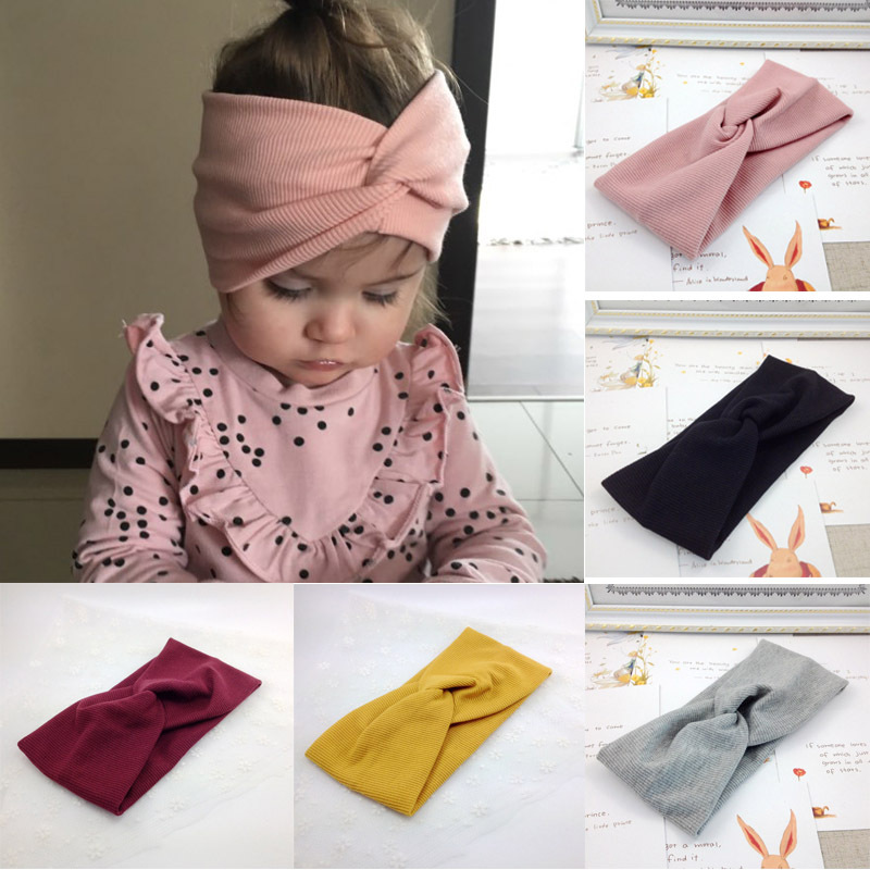 

Baby Hat 2020 Winter Spring Bowknot Soft Elastic Headband Women Hairband Baby Girls Hat Kids Bonnet Knit Girls Wild Accessories, Pink