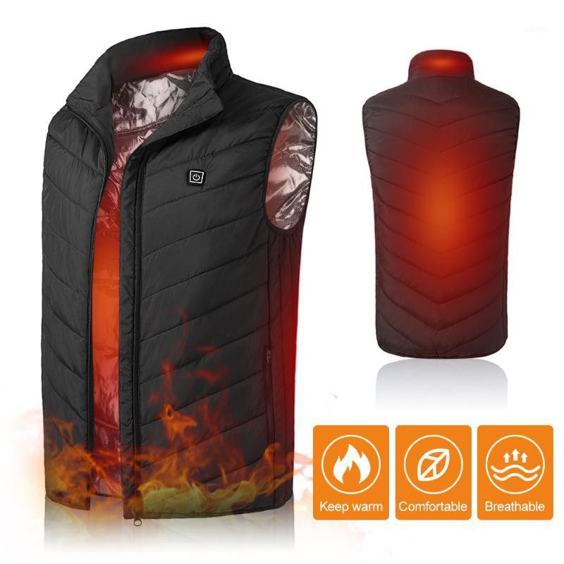 

Lightweight Warm Waistcoat Electric Heating Vest USB Charging Heated Coat Thermal waterproof Vest for camping Ice Skiing 4XL3XL1, Black