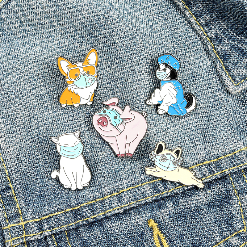 

Creativity Cartoon Animals Enamel Pins Pig Dog Cat Mask Upscale Fun High Quality Fashion Brooch Clothe Collar Backpack Badge Jewelry Gift