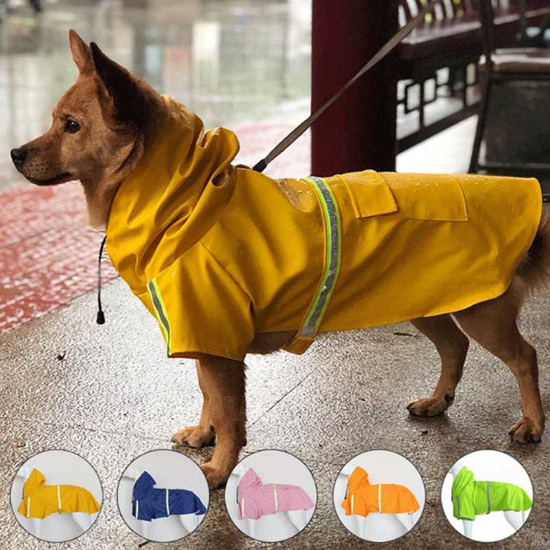 

Dog Clothes Big Dog Waterproof Poncho Pet Reflective Strips Raincoat Pet Supplies, Green