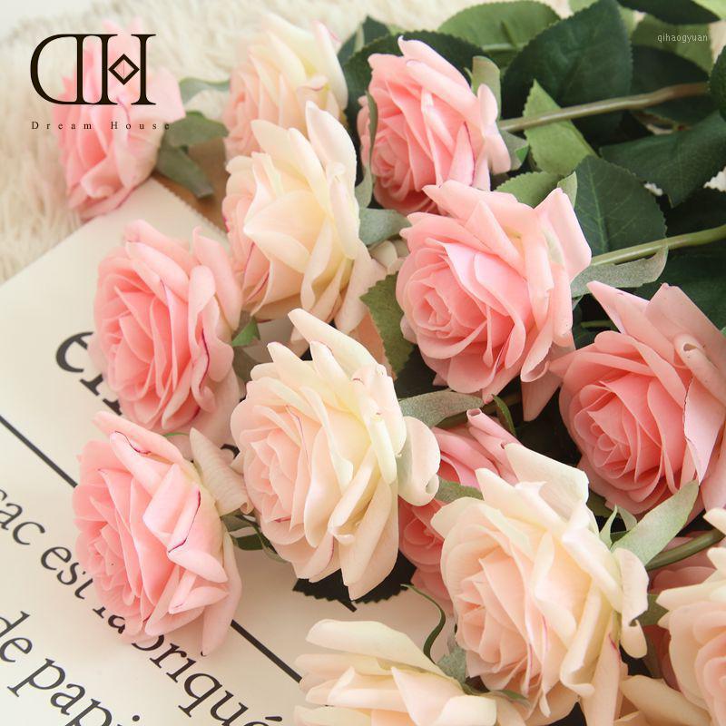 

Dream House DH Artificial Fake Real Touch Rose Flowers Home Wedding Decoration Valentine`s Day Gift Bride Hand Flowers Bouquet1, White