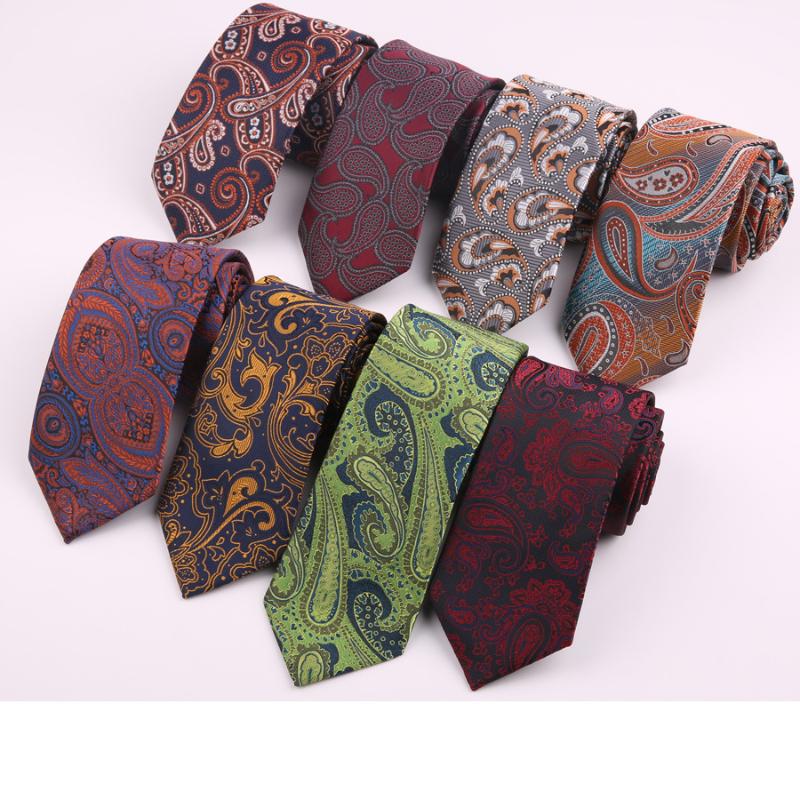 

New 7cm Polyester Ties for Mens Suit Business Paisley Jacquard Gravatas Slim Wedding Party Necktie Accessory
