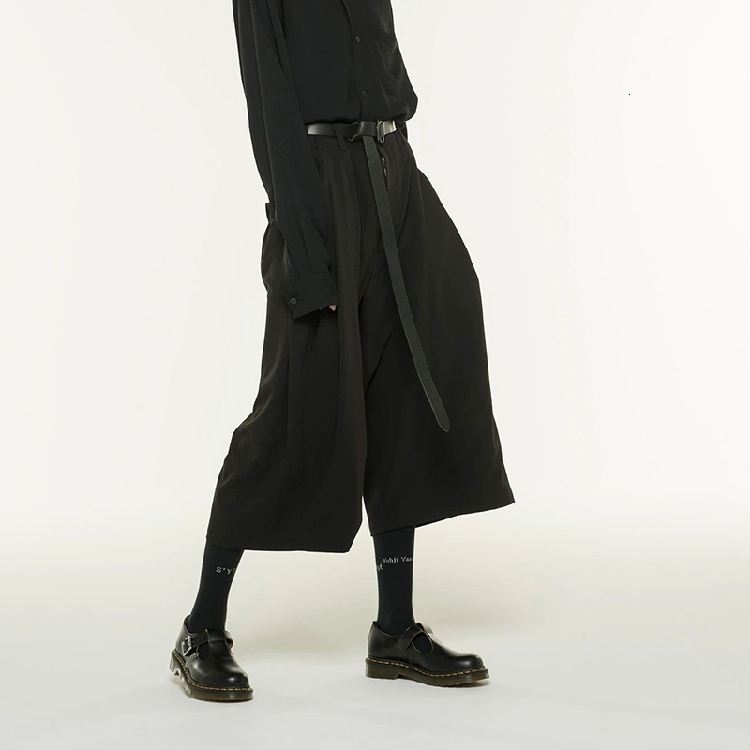 

2021 New S-6xl!! Casual Wide-leg Pants Largo Simple Culottes Bottomunisex Bell Men Women AYY4, Black