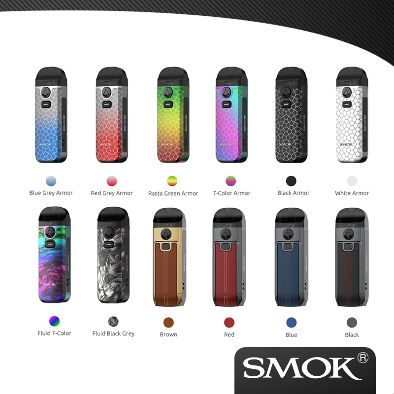 

Smok Nord 4 80w AIO Vape Starter Kit 2000mAh battery With 4.5ml Refillable Pod Compatible with All RPM 2RPM Coils, Blue grey armor