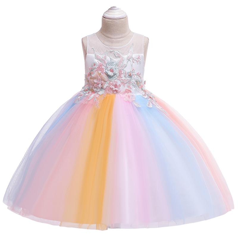 

Kids Dresses For Girls Cake Tutu Princess Dress 2020 Summer Children Girls Formal Pageant Party Dress Flower Wedding, Light brown