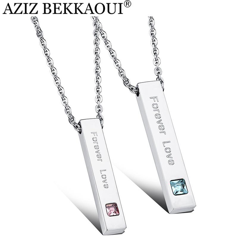 

AZIZ BEKKAOUI Couple Necklace Stainless Steel Forever Love Pendants Necklace Engraved Name Men Fashion Jewelry Women