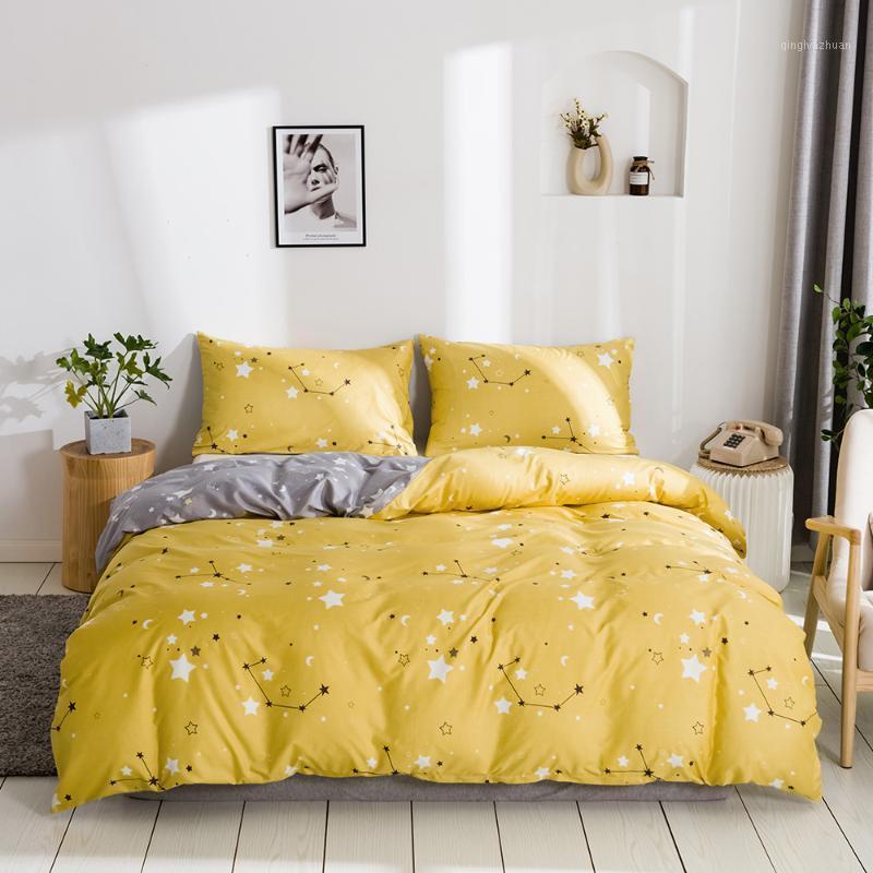 

WUJIE 100% Polyester Animal Pattern Duvet Cover Set with Pillowcases Bed Linens /Queen/King Size Comforter Bedding Sets1, Yellow