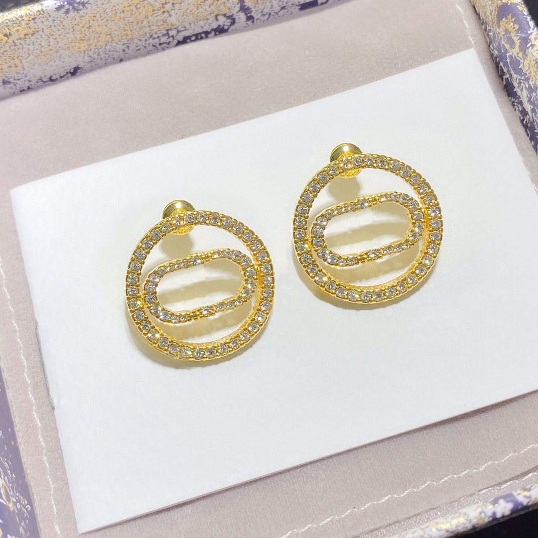 HOT SELL Fashion hoop Diamond round earrings aretes for women party wedding lovers gift jewelry engagement with box LZ1211-image-626251428