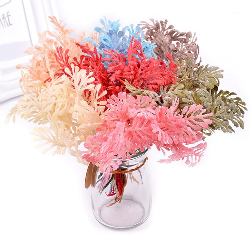 

Artificial Leaves Branch Plastic Pine Cypress Colorful Leaves Wedding Home Office Hotel Decoration1, Brown