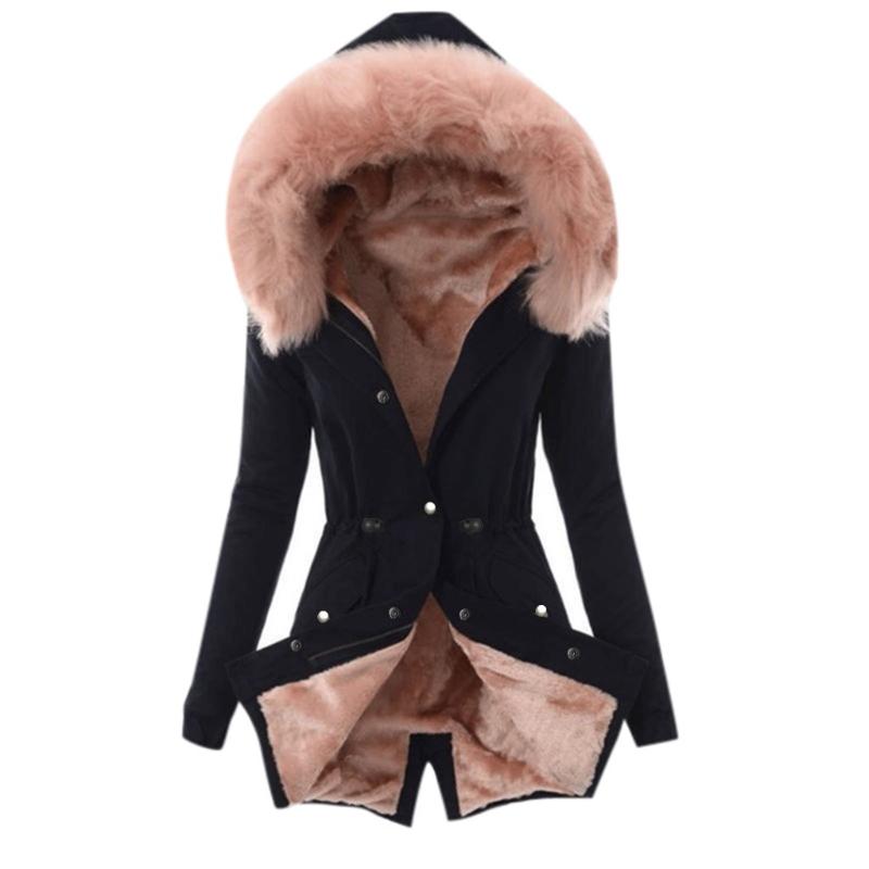 

Winter Jackets Ladies Overcoat Fur Lining Coat Womens Winter Warm Thick Long Jacket Hooded Overcoat Slim Casual Long Warm @40, White