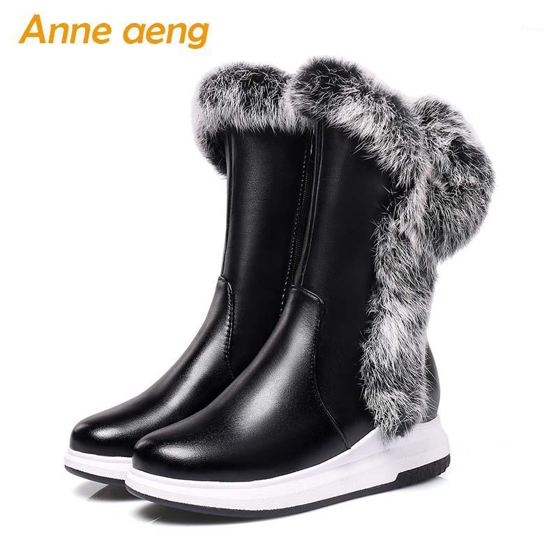 

New Winter Mid-Calf Boots Platform Shoes Middle Heels Round Toe Zipper Sexy Ladies Women Shoes Black Snow Boots Big Size 33-431, White