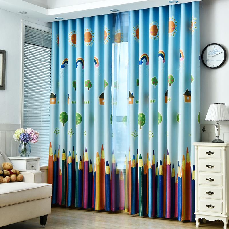 

Rainbows and Pencils Children Curtains Baby Room Curtains for Living Room The Bedroom Blackout for Kids Lovely Drapes, 1 panel tulle