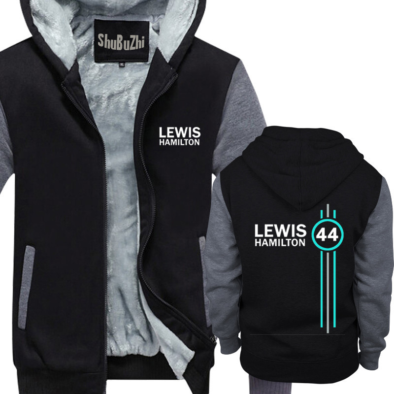 

Lewis Hamilton 44 Hoodies Mens Thick Fleece Hoody Fashion Brand Coat Winter Clothes Euro Size Free Shipping, Black grey