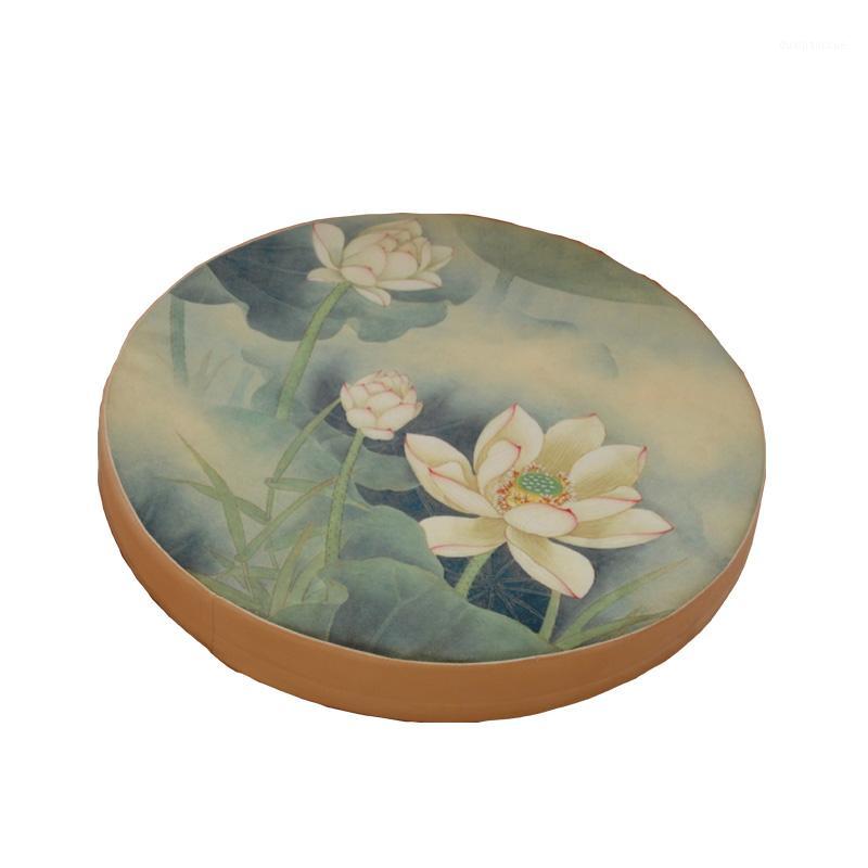 

Printed Cotton Meditation Seat Cushion Traditional Chinese Lotus Round Pouf Tatami Floor Cushions Yoga Mat1, Red lotus156663
