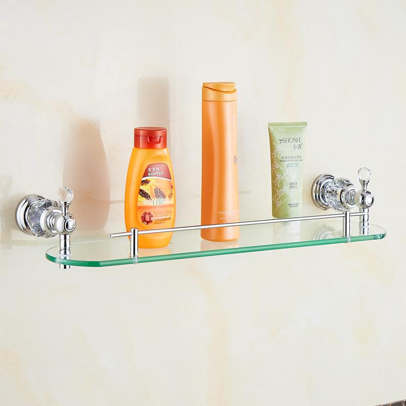 

European Gold/Silver Polished Chrome Brass Crystal Bathroom Shelf Luxury Glass Towel Holder Accessories Products