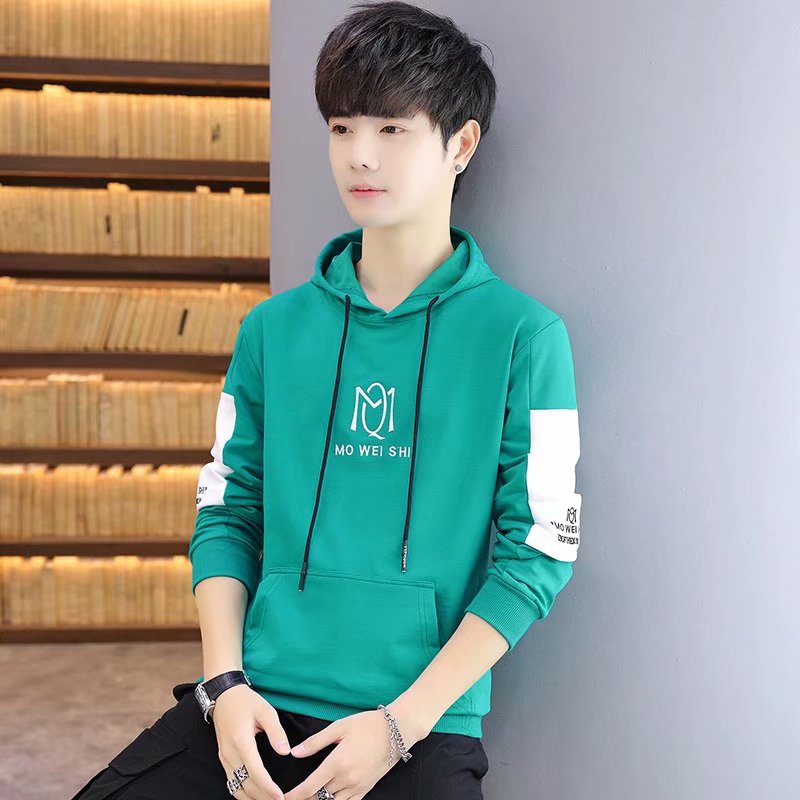 

Spring Autumn Men's Hoodies Kpop Style Long sleeve pullover Letter Sweatshirts Male Casual Streetwear O-Neck Hoodie Men, Black