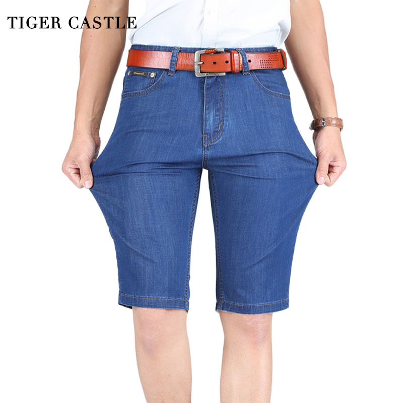 

Summer Mens Stretch Denim Bermuda Male Blue Washed Lightweight Jeans Shorts Cotton High Quality Thin Short Pants